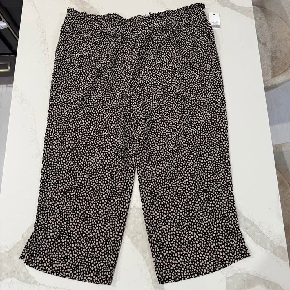 Ophelia Roe NWT Wide Leg PullOn Crop Pants Stone Pattern Womens Size 3X Mid Rise